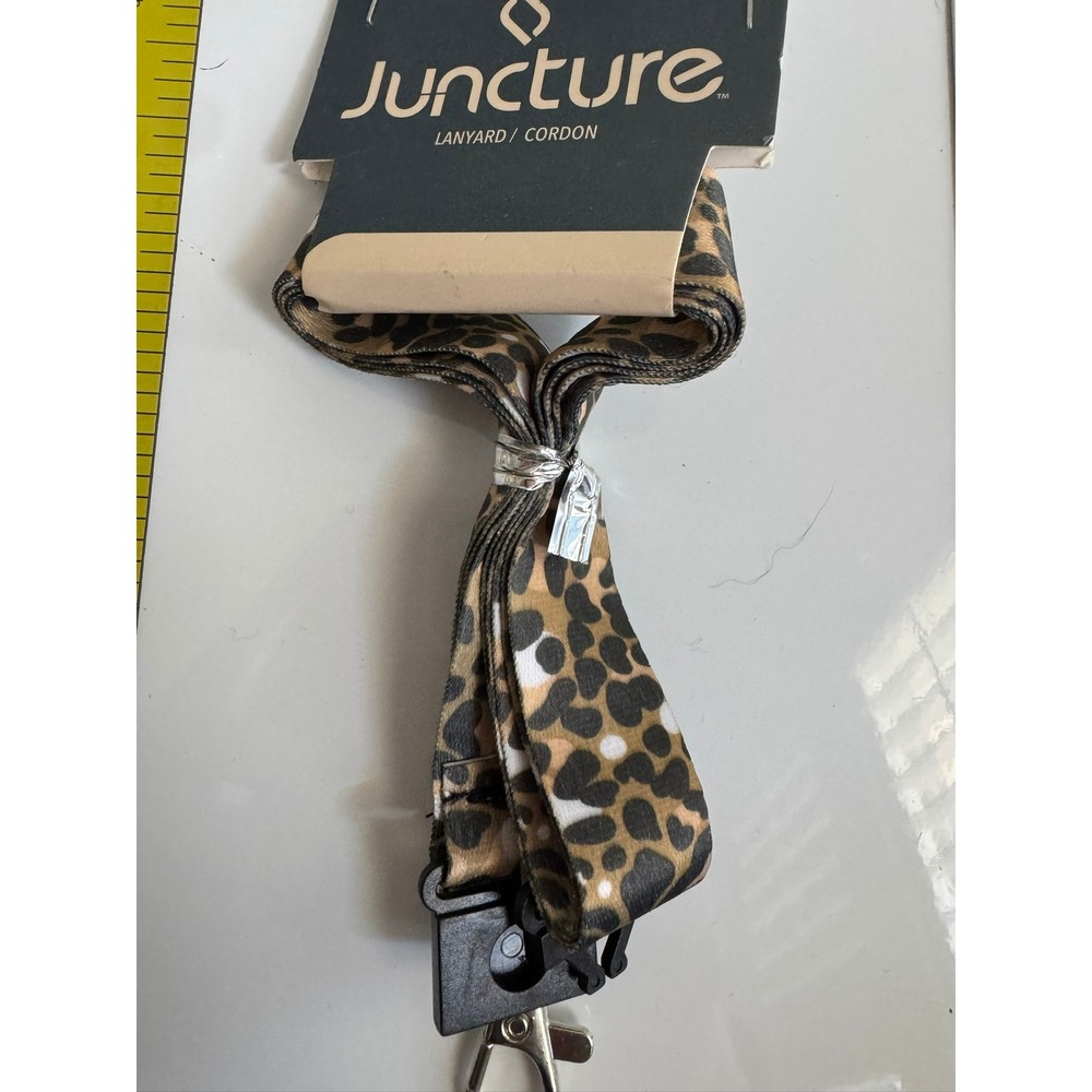 Juncture Leopard Print Lanyard ID Badge Key Holder‎ Quick Release Brown Tan NEW